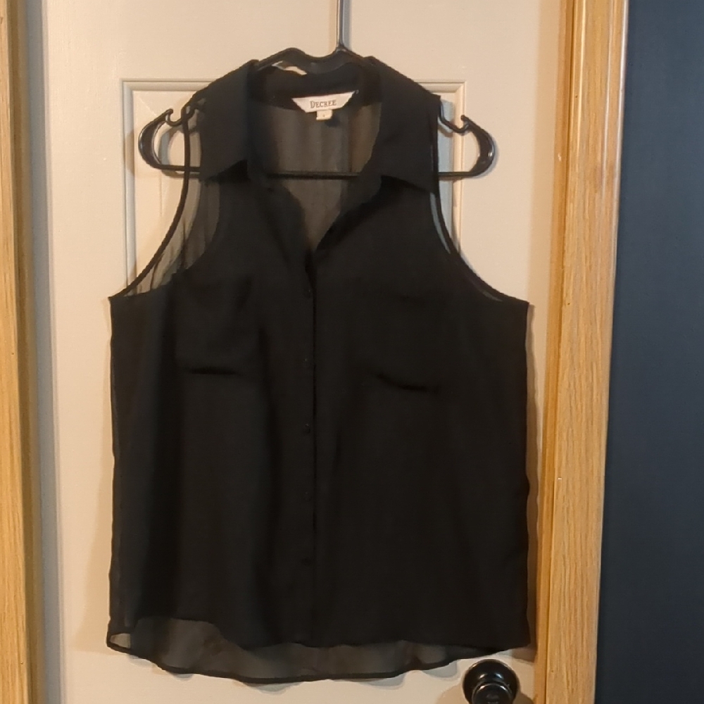 Decree Black Sheer Sleeveless Blouse